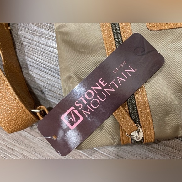 STONE MOUNTAIN PURSE Crossbody Handbag Brown Nylon w/Leather Strap & Accents - Picture 6 of 9